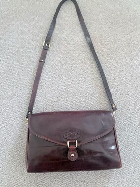 Oroton Leather Crossbody Bag Burgundy Vintage